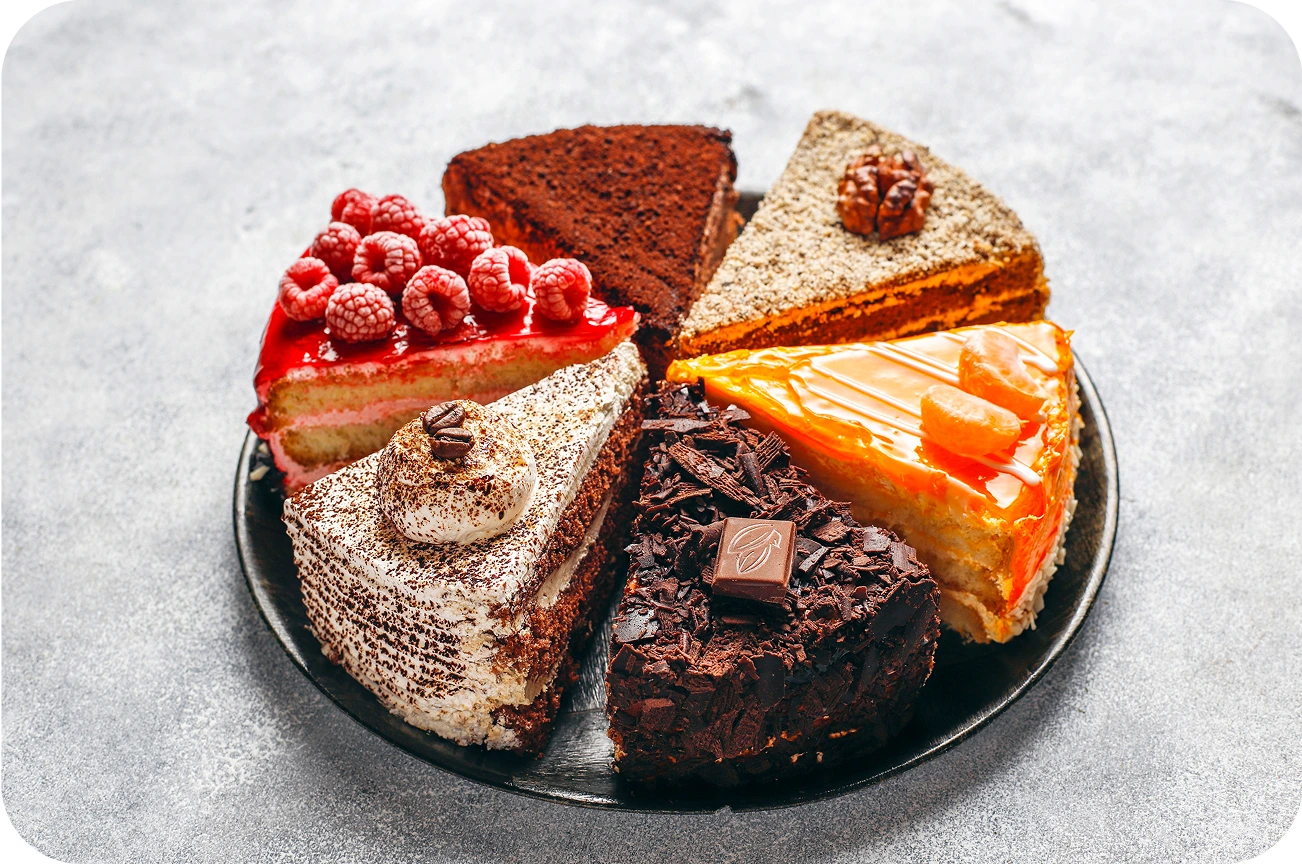 imagen de diferentes tipos de tortas